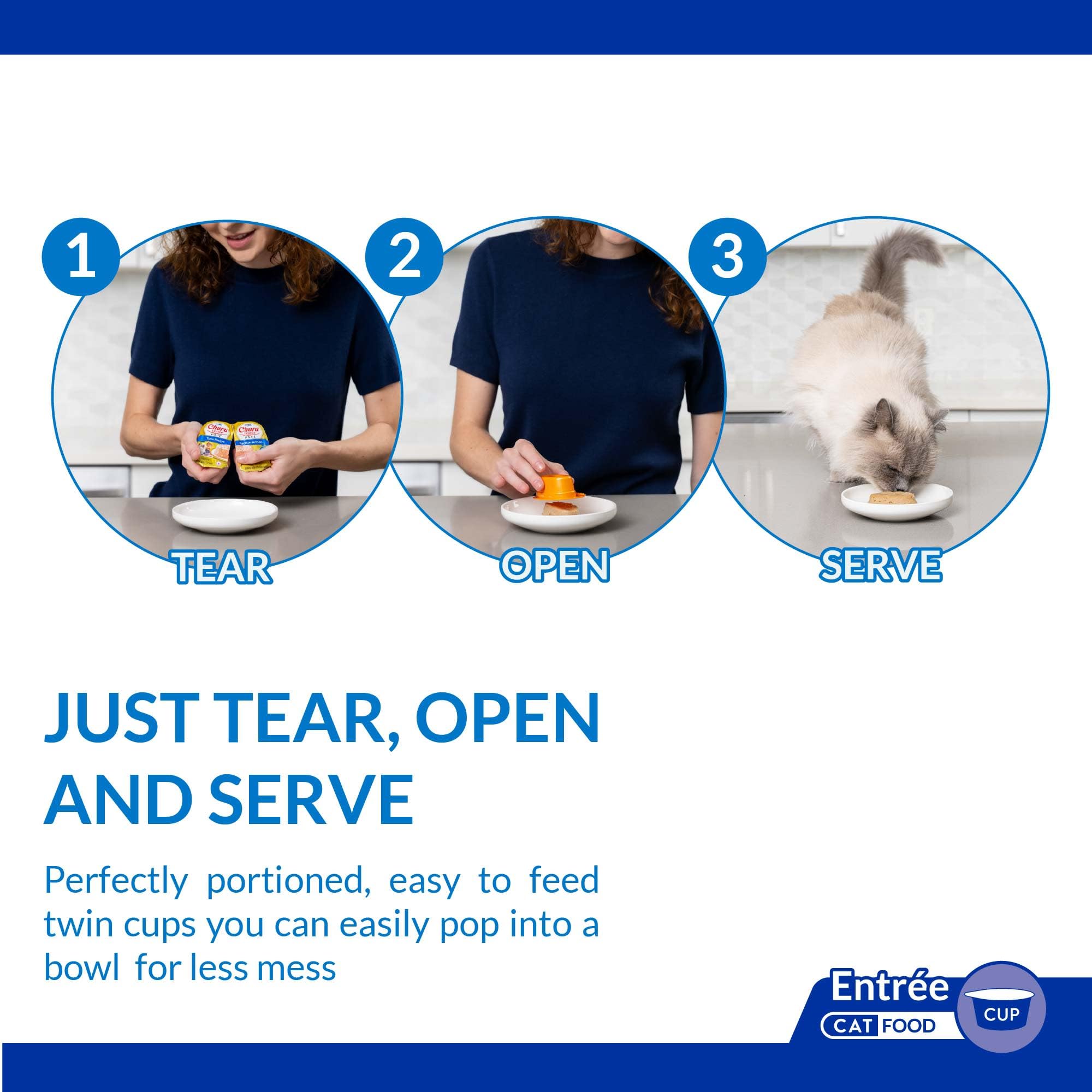 INABA Churu Entrée Pate for Cats, Grain-Free, High Protein & Moisture, Prebiotic Wet Cat Food, 1.23oz. per Serving, 12 Servings, Chicken Recipe with Tuna - Image 7