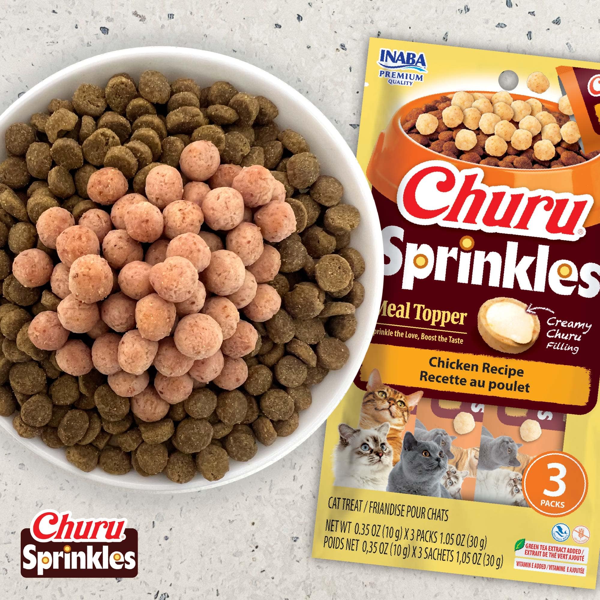 INABA Churu Sprinkles for Cat, Soft & Chewy Churu Filled, Baked Chicken Cat Treat Meal Topper with Vitamin E and Green Tea Extract, 1.05 oz. per Pack, 18 Packs Total, Chicken Recipe with Dashi Flavor - Image 3